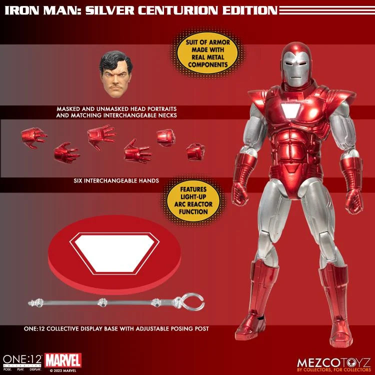 IRON MAN SILVER CENTURION MEZCO ONE:12