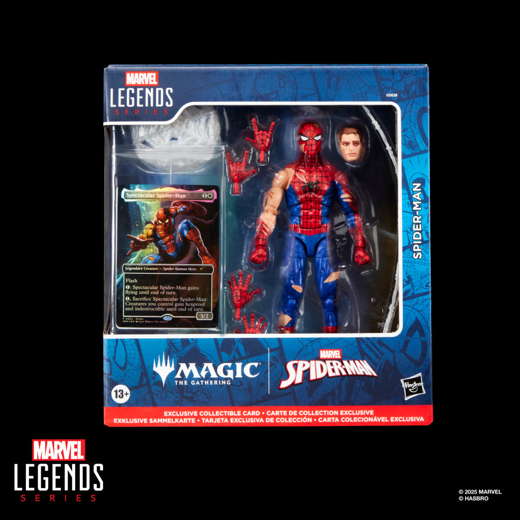 SPIDERMAN BATTLE DAMAGED MAGIC THE GATERING X SPIDERMAN MARVEL LEGENDS HASBRO