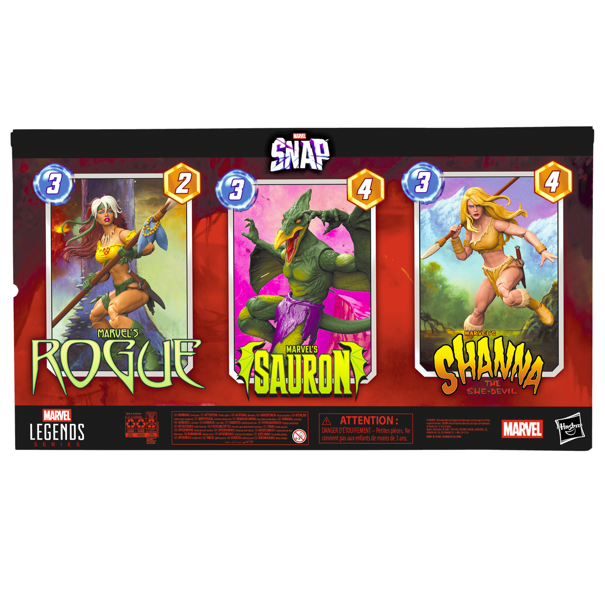 SNAP SAVAGE LAND 3PACK ROGUE, SAURON Y SHANNA EXCLUSIVO MARVEL LEGENDS HASBRO