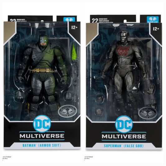 SUPERMAN FALSE GOD Y BATMAN ARMORED EDICION PLATINUM SET BVS DAWN OF JUSTICE DC MULTIVERSE