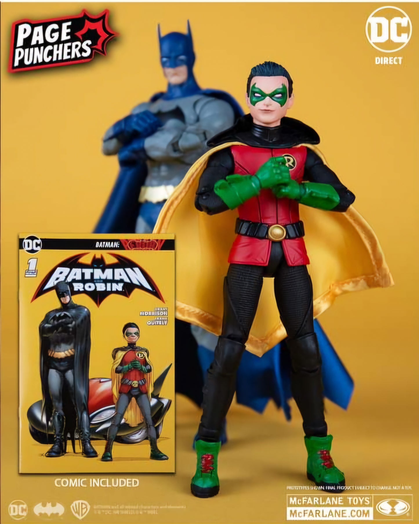 ROBIN DEMIAN WAYNE PAGE PUNCHERS FIGURA CON COMIC MCFARLANE DC DIRECT