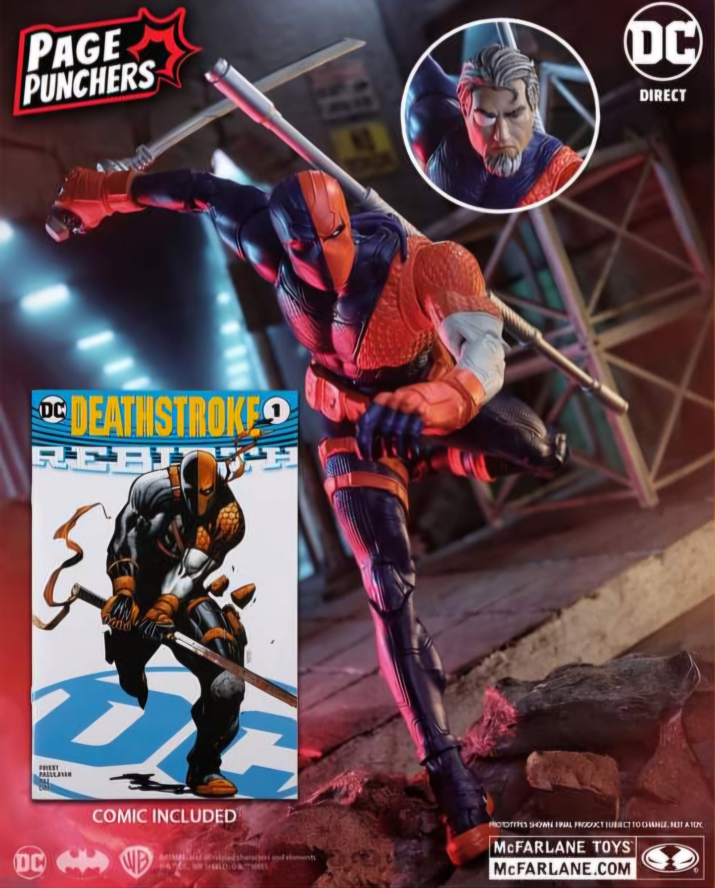 DEATHSTROKE PAGE PUNCHERS FIGURA CON COMIC MCFARLANE DC DIRECT