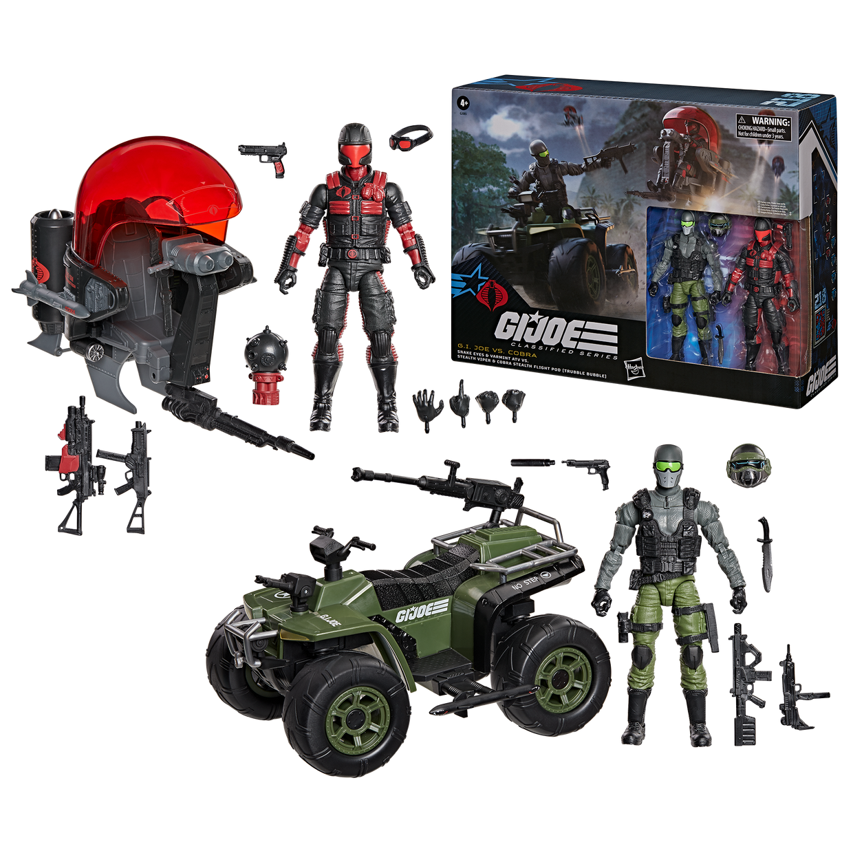 SNAKE EYES Y VARMINT ATV VS STEALTH VIPER Y COBRA STEALTH FLIGHT POD 2PACK G.I.JOE CLASSIFIED HASBRO