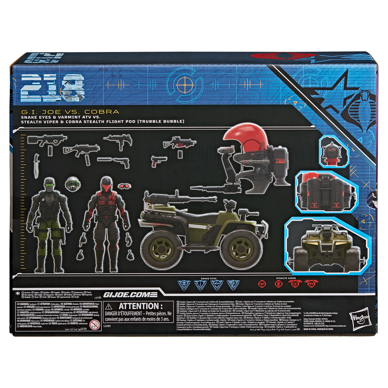SNAKE EYES Y VARMINT ATV VS STEALTH VIPER Y COBRA STEALTH FLIGHT POD 2PACK G.I.JOE CLASSIFIED HASBRO