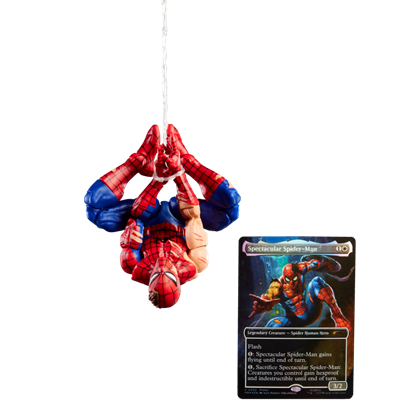 SPIDERMAN BATTLE DAMAGED MAGIC THE GATERING X SPIDERMAN MARVEL LEGENDS HASBRO
